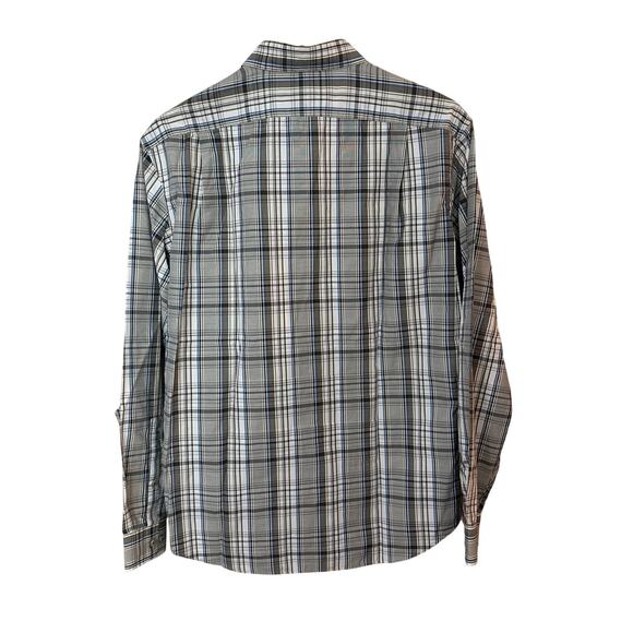 Eddie Bauer Travex Shirt Mens Medium Hiking Performance Gray White Blue Plaid - Picture 3 of 7